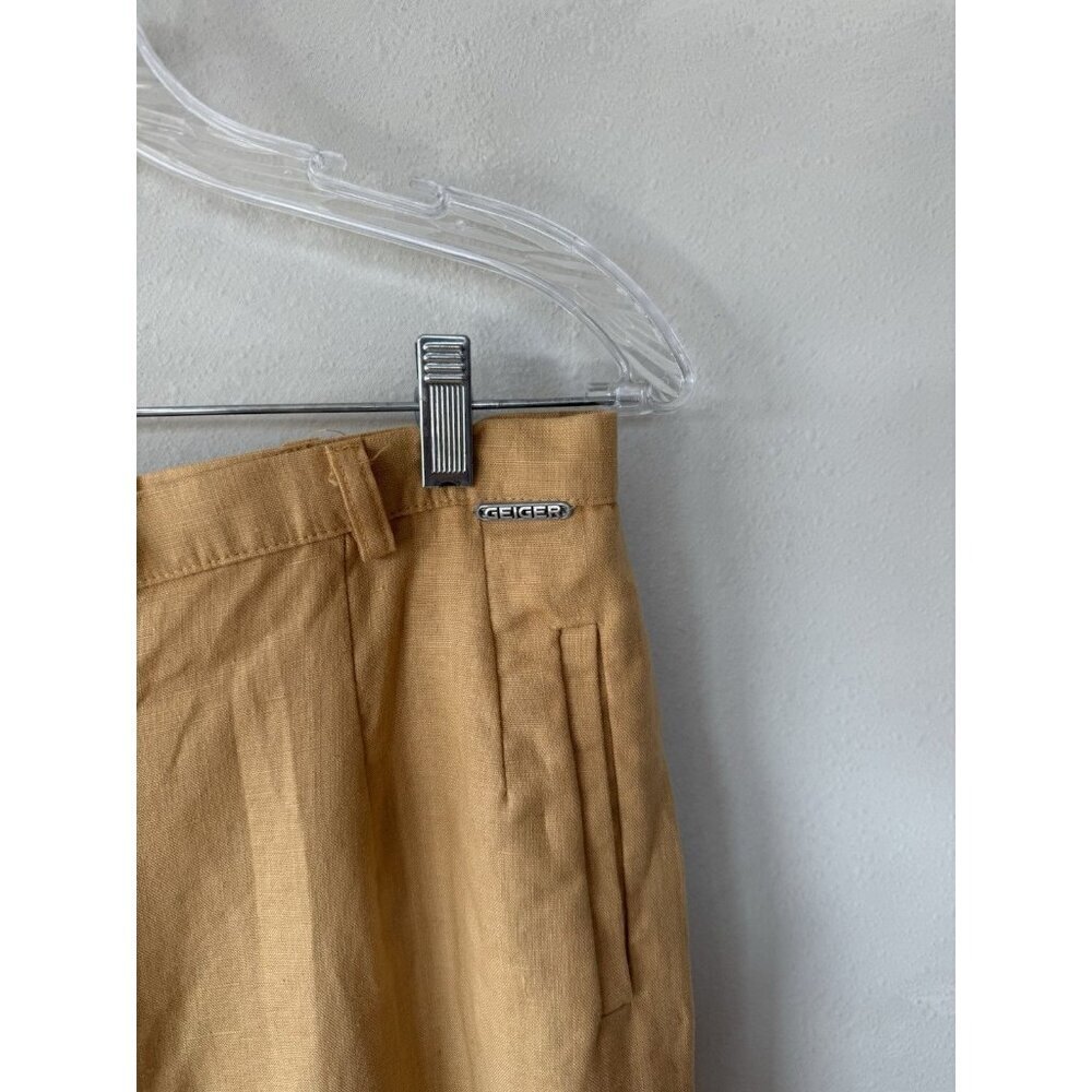 Geiger 100% Linen Straight Leg Pants Womens 8 Yellow Dress Casual Austria - Picture 2 of 4
